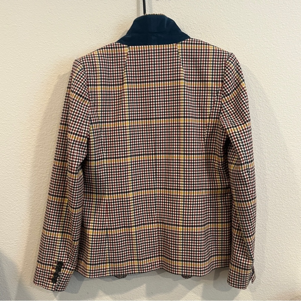 1901 Women’s rusty autumn colored plaid blazer size 10 fun blue under collar - Picture 6 of 14